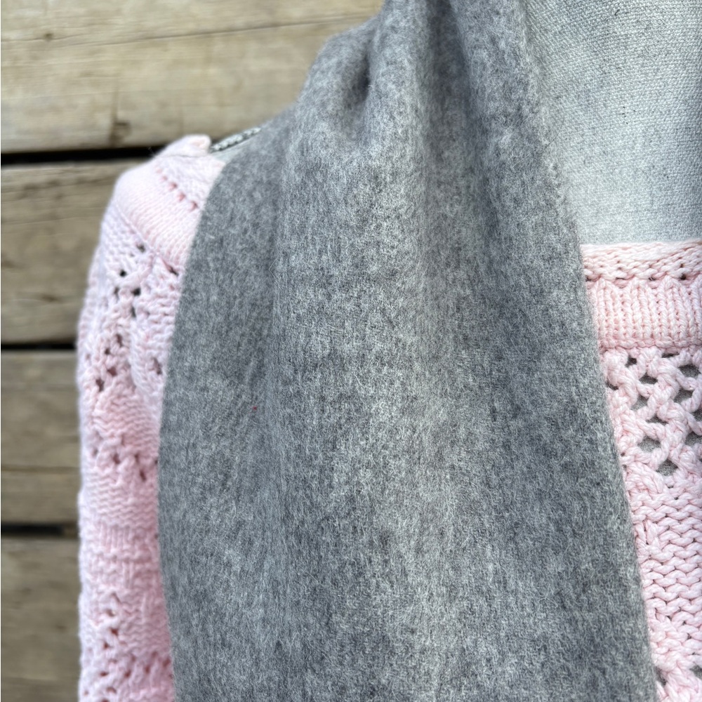 Alashan grey fringed scarf, 95% merino wool / 5% cashmere - Picture 8 of 9